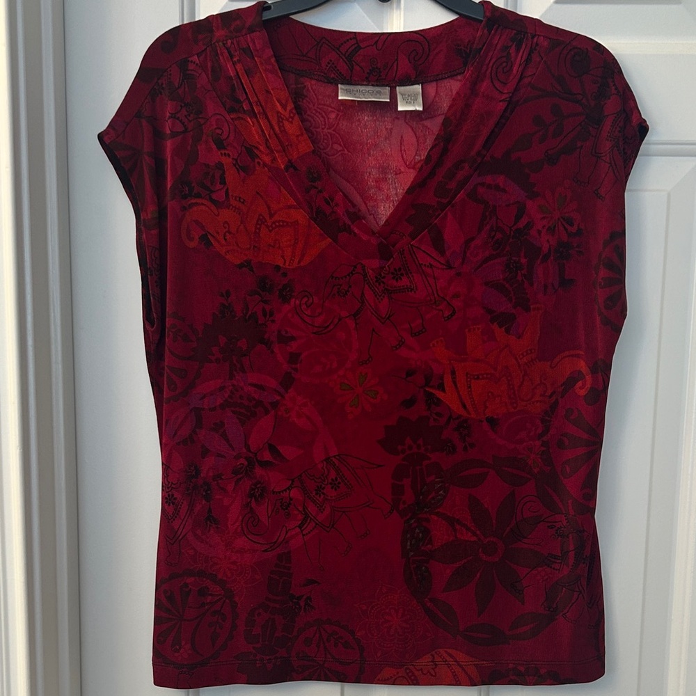 Chic Maroon Patterned Blouse